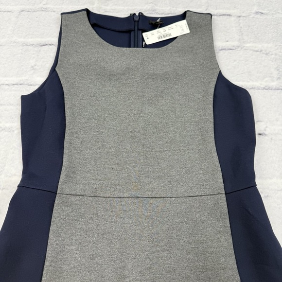 J Crew Sleeveless Ponte Knit Dress Size 0 Navy Gray Colorblock Ruffle Hem A4162 - Picture 11 of 14
